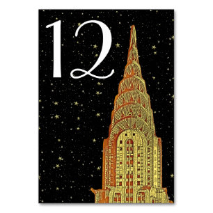 Guld Chrysler Bygger Skyline #2 DIY Starry BG Bordsnummer