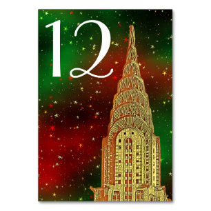 Guld Chrysler Byggnad Skyline #2 Julafton Starry Bordsnummer