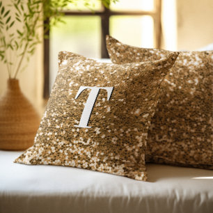 Guld Chunky Glitter Monogrammed Kudde