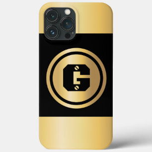 Guld Circle Anpassningsbar Initial Monogram Black 