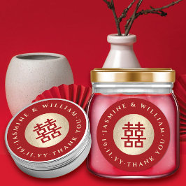 Guld Circle Dubbla Happity Chic China Bröllop Runt Klistermärke