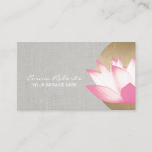 Guld Circle Lotus Flower Faux Linen Salon & Spa Visitkort