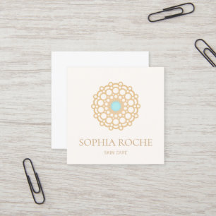 Guld Circle Mandala Logotyp Beauty Skin Care Spa Fyrkantigt Visitkort