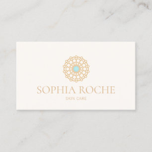 Guld Circle Mandala Logotyp Beauty Skin Care Spa Visitkort