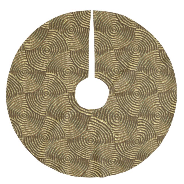 Guld Circle Struktur: Abstrakt sömlös. Julgransmatta Borstad Polyester (Framsidan)