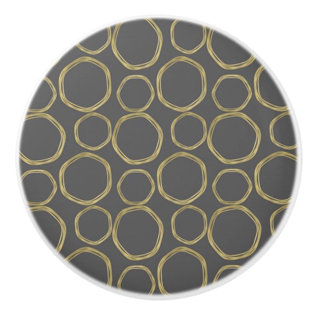 Guld Circles & Chic Grått Modern Trendig Mod Knopp (Framsidan)
