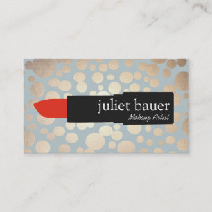 Guld Circles Makeup Artist Lipstick Logotyp Beauty Visitkort