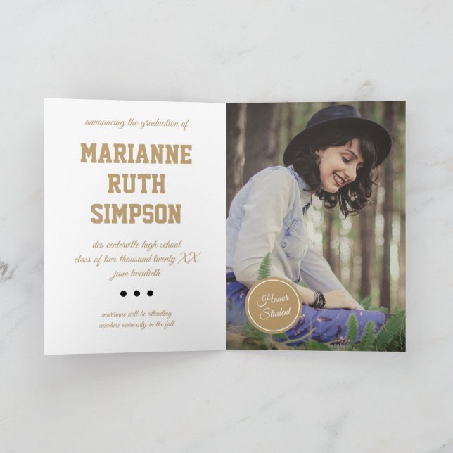 Guld Circles Photo Studenten Inbjudan (Inuti)