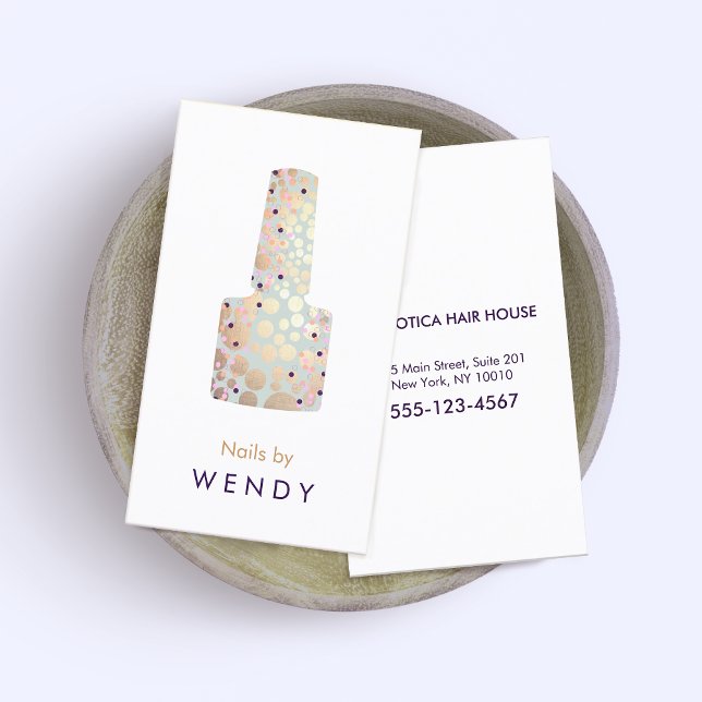 Guld Circles polska Flaska Nail Salon Manicurist Visitkort (Skapare uppladdad)