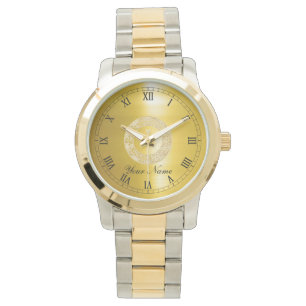Guld- cirkla armbandsur