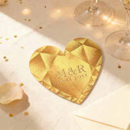 Guld Citrin Akvarell Hjärtan Bröllopsjubileum Underlägg Papper