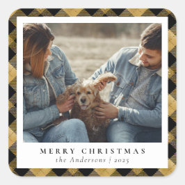 Guld Classic Elegant God jul Anpassningsbar Photo Fyrkantigt Klistermärke