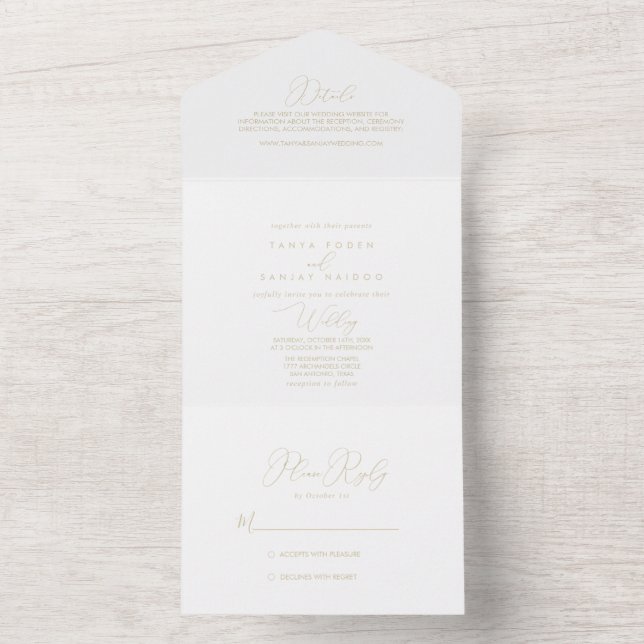 Guld Classy Chic minimalist Bröllop (Inside)