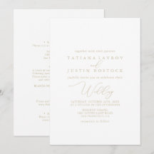 Guld Classy Chic Minimalist Front & Back Bröllop  