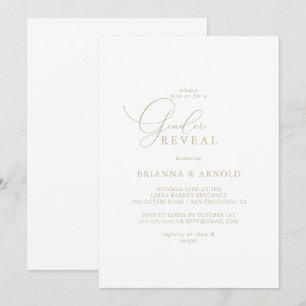 Guld Classy Chic Minimalist Gender Reveal Party Inbjudningar