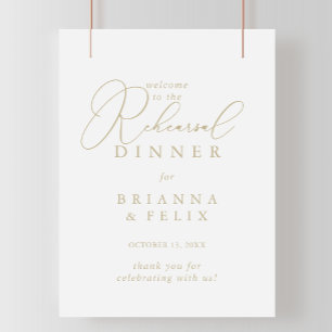 Guld Classy Chic Rehearsal Dinner Välkommen Poster