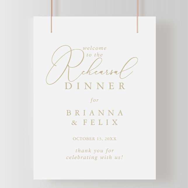 Guld Classy Chic Rehearsal Dinner Välkommen Poster (Skapare uppladdad)