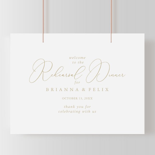Guld Classy Chic Rehearsal Dinner Välkommen Poster (Skapare uppladdad)
