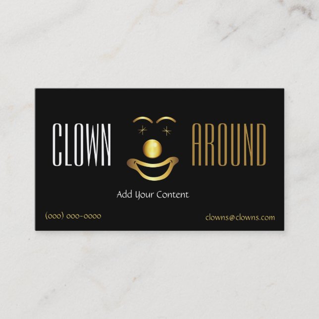 Guld Classy Clown Logotyp Visitkort (Framsida)