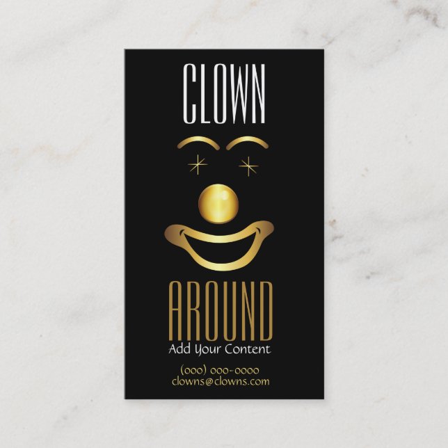 Guld Classy Clown Logotyp Visitkort (Framsida)