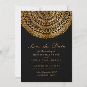 Guld Classy Mandala Black Spara datumvitkortet Datumet
