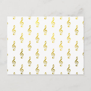 Guld Clef Note Faux Foil Metallic Musical Symbol Vykort