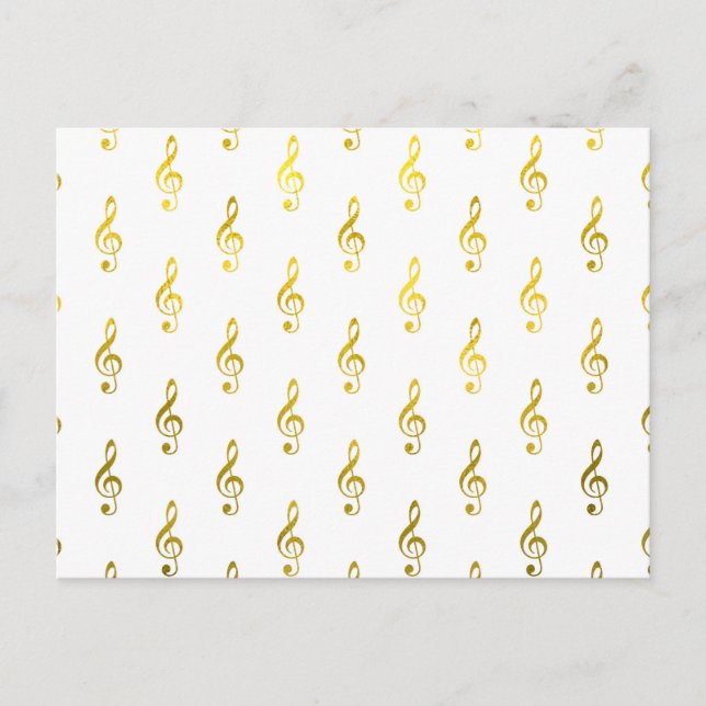Guld Clef Note Faux Foil Metallic Musical Symbol Vykort (Framsida)