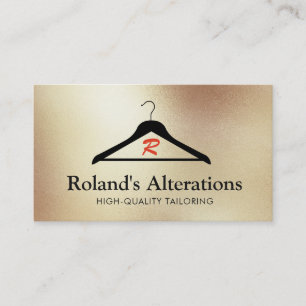 Guld Clothes Hanger Seamstress Tailor Alterations Visitkort