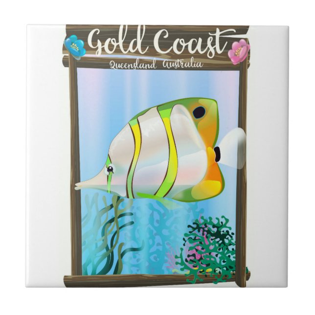Guld Coast Australien resaffisch. Kakelplatta (Framsidan)