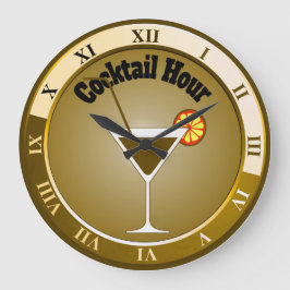 Guld Cocktail Hour Pub Clock Stor Klocka