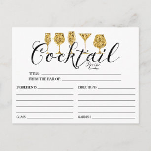 Guld Cocktail-mottagningskort Vykort