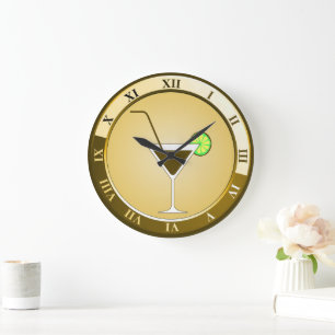 Guld Cocktail Pub Clock Stor Klocka