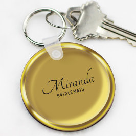 Guld Coin Elegant Luxury Bridesmaid Wedding Favor Nyckelring