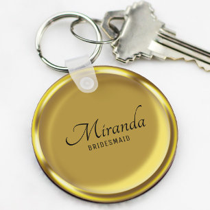 Guld Coin Elegant Luxury Bridesmaid Wedding Favor Nyckelring