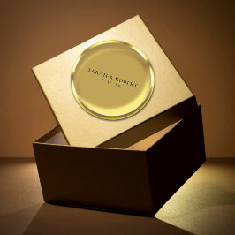 Guld Coin Elegant Luxury Bröllop Runt Klistermärke