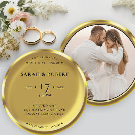 Guld Coin Elegant Photo Bröllop Inbjudningar