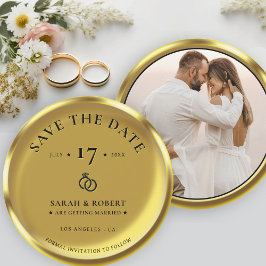 Guld Coin Elegant Photo Bröllop Spara Datumet