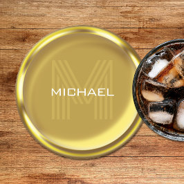 Guld Coin Namn Monogram Initial Underlägg Papper Rund