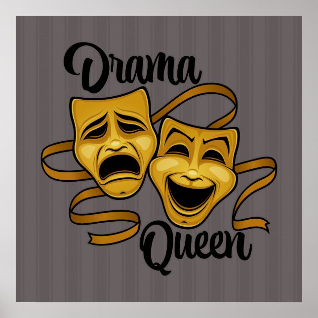 Guld Comedy and Tragedy Theater Masks Drama Queen Poster (Framsidan)