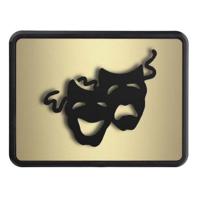 Guld Comedy och Tragedy Theater Masks Dragkroksskydd (Framsidan)