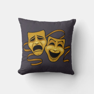 Guld Comedy och Tragedy Theater Masks Kudde