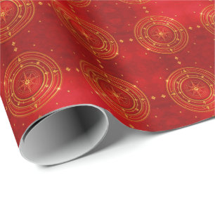 Guld Compass och Red Stars Mönster Presentpapper