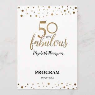 Guld Confetti 50 och fantastiska födelsedagsredige Program