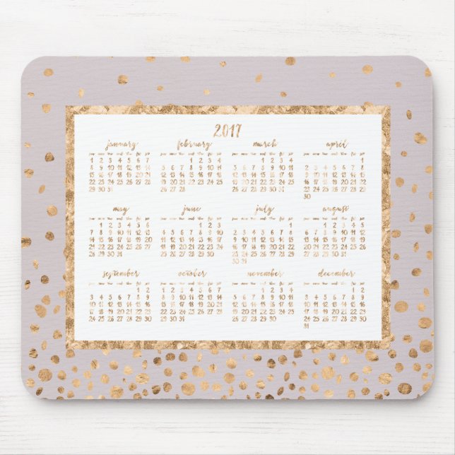 Guld Confetti Årligen 2017 Kalender Mus mattor Ros Musmatta (Framsidan)