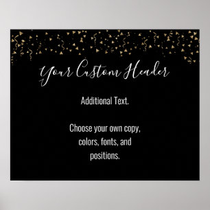 Guld Confetti Avslappnad Black gör det själv själv Poster
