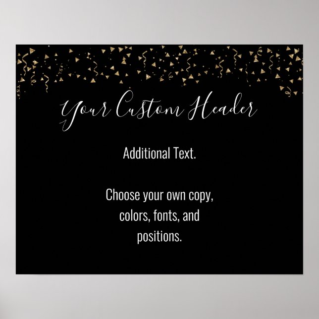 Guld Confetti Avslappnad Black gör det själv själv Poster (Framsidan)