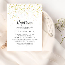 Guld Confetti Baby Baptism Inbjudningar