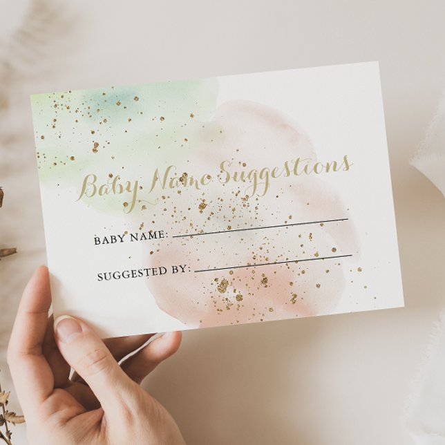 Guld Confetti Baby Namn förslagskort Visitkort (Skapare uppladdad)
