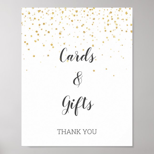 Guld Confetti Baby Shower-kort och presentkort Poster (Framsidan)