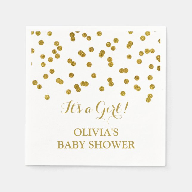 Guld Confetti Baby Shower Pappersservett (Framsidan)